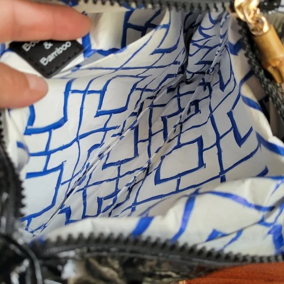 Bourbon and Bamboo The Perfect Bag Small Black Clutch Zipper Gold Hardware - Picture 7 of 12